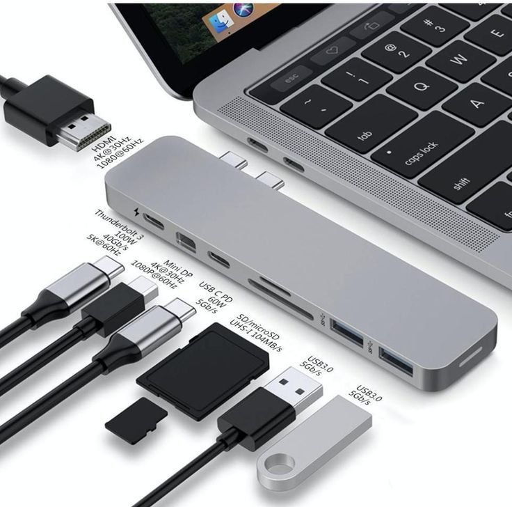 Hub USB-C conectado a notebook para ampliar as opções de conexão
