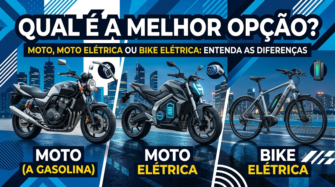 Moto a combustão Moto elétrica ou bike elétrica